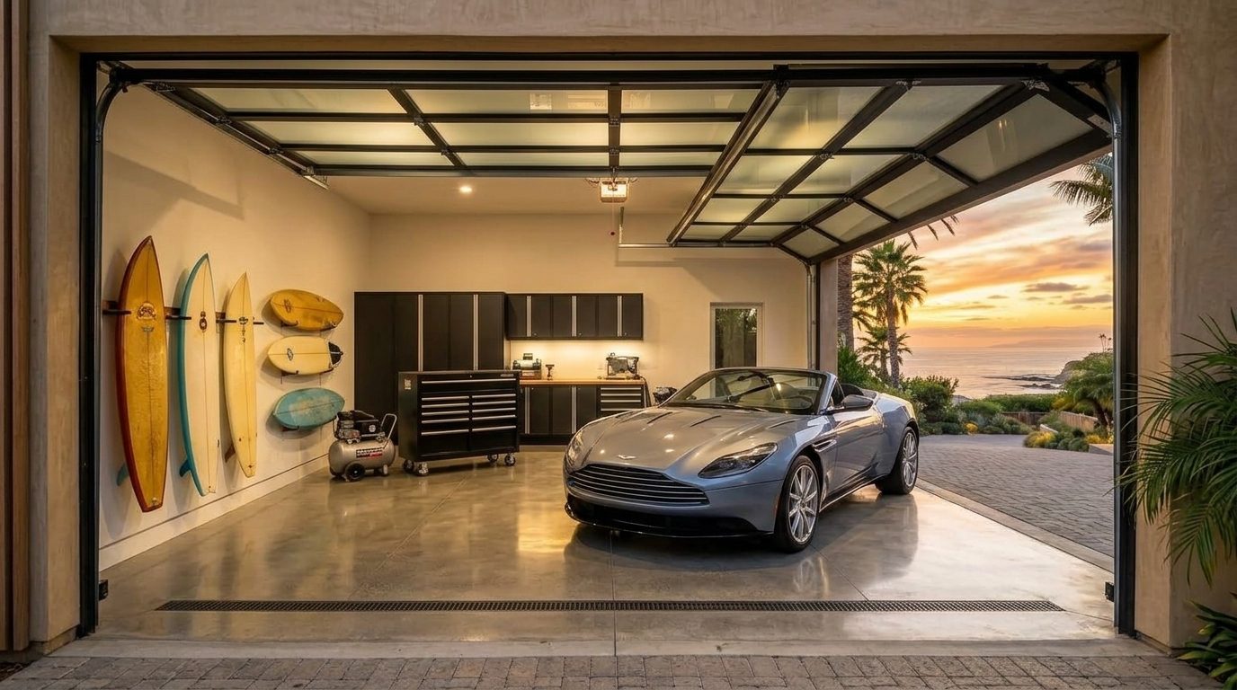 Petrie Garage Door Interior View of Custom Garage Door Overhead and Workshop